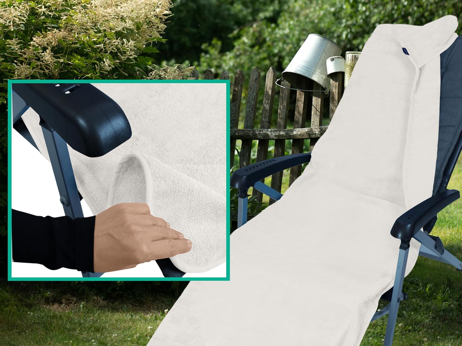 Thumbnail 6 de Housse en tissu éponge Marie's Home pour chaise et chaise-longue – 70 x 200 cm, blanc