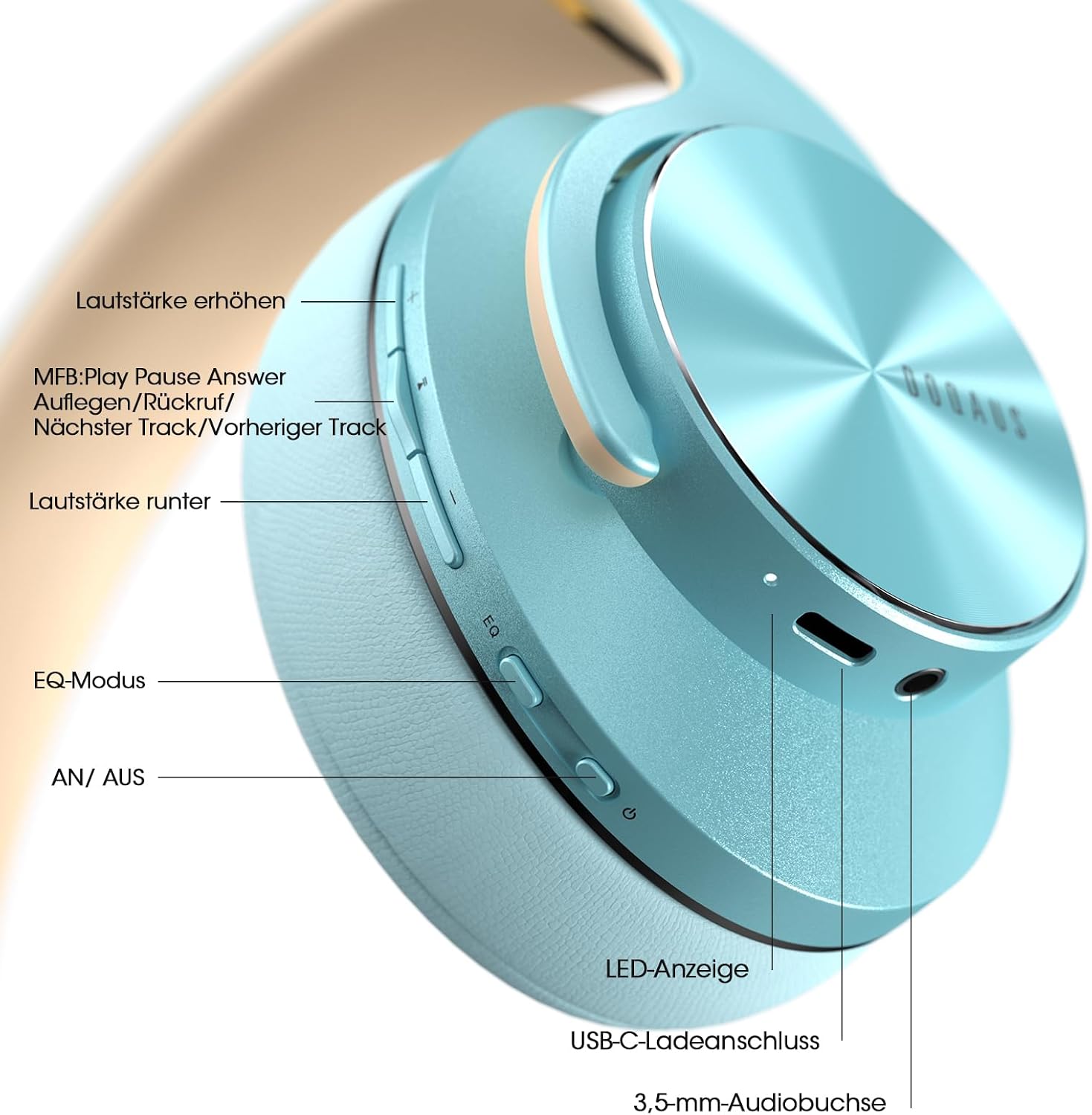 Thumbnail 6 de DOQAUS Bluetooth Over-Ear Kopfhörer Care 1 mit Mikrofon, faltbar – bis zu 90 Std. Spielzeit