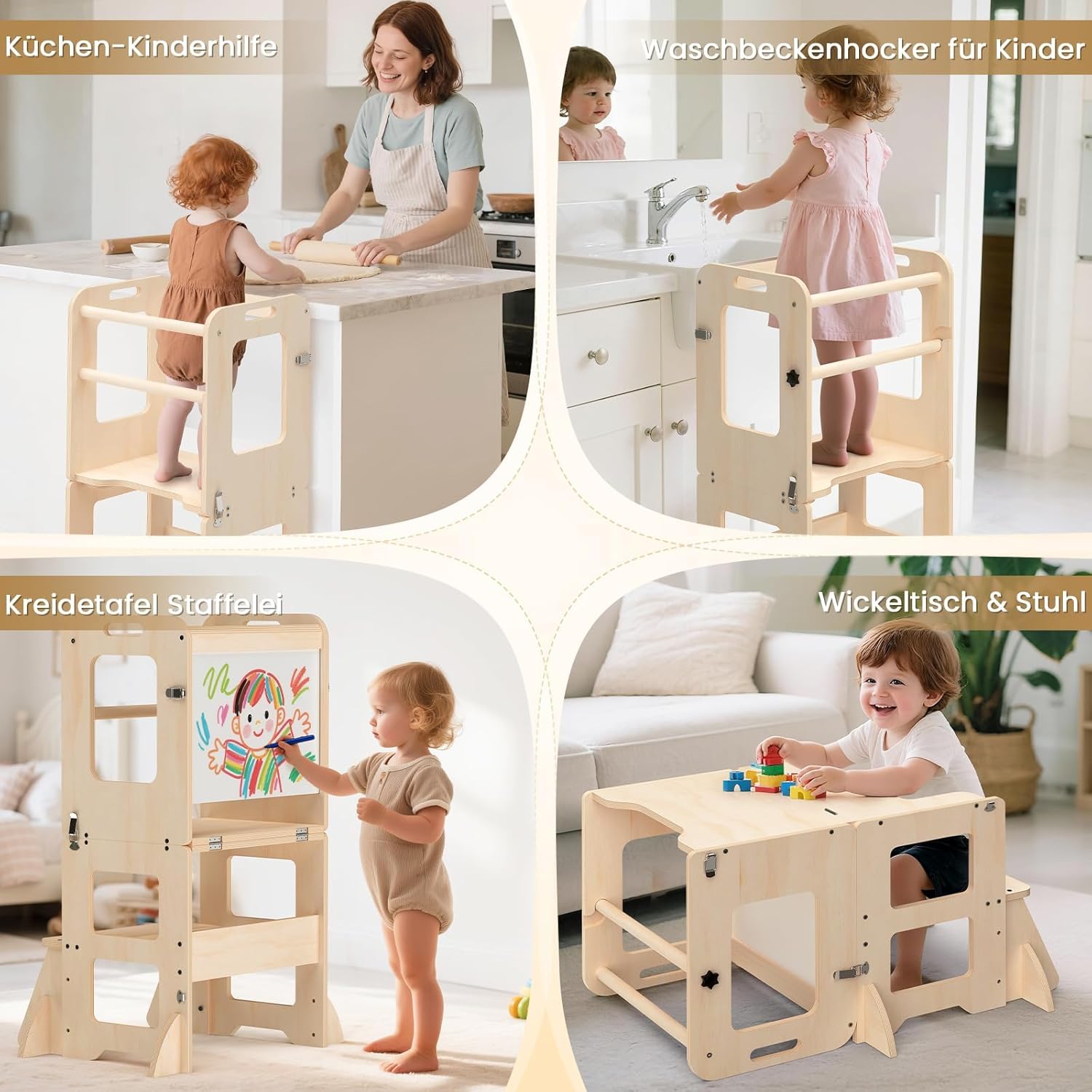 Thumbnail 6 de Montessori Lernturm ab 1 Jahr – 4-in-1 Lernturm mit Whiteboard und Rausfallschutz