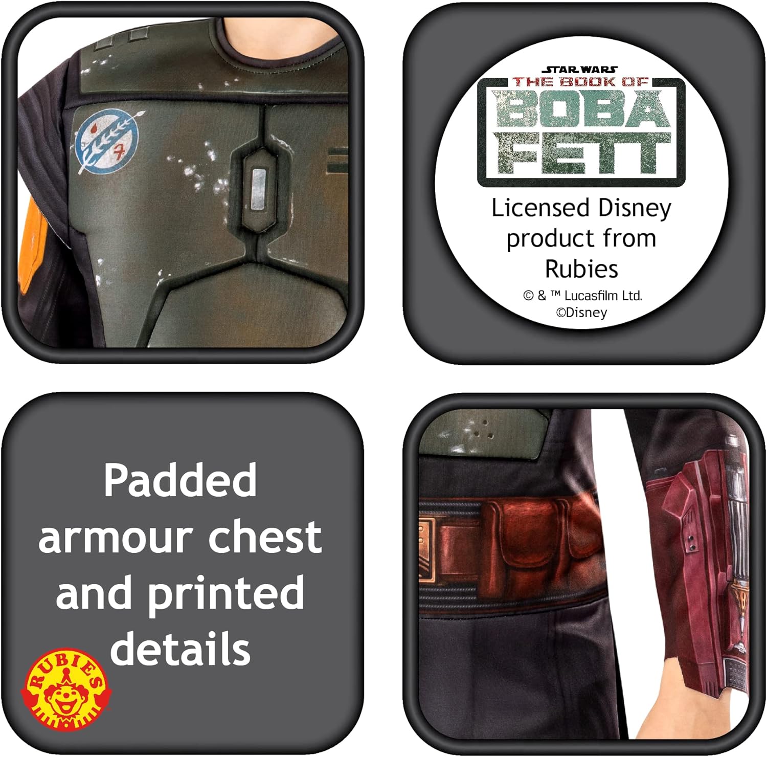 Thumbnail 1 de Rubies Costume Boba Fett Deluxe per ragazzi – Tuta, mantello e maschera con stampa 3D, Licenza Star Wars