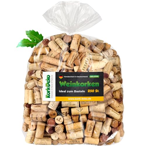 Detalle de 250 gebrauchte Weinkorken von Kork-Deko – Naturkorken zum Basteln, DIY und Dekoration