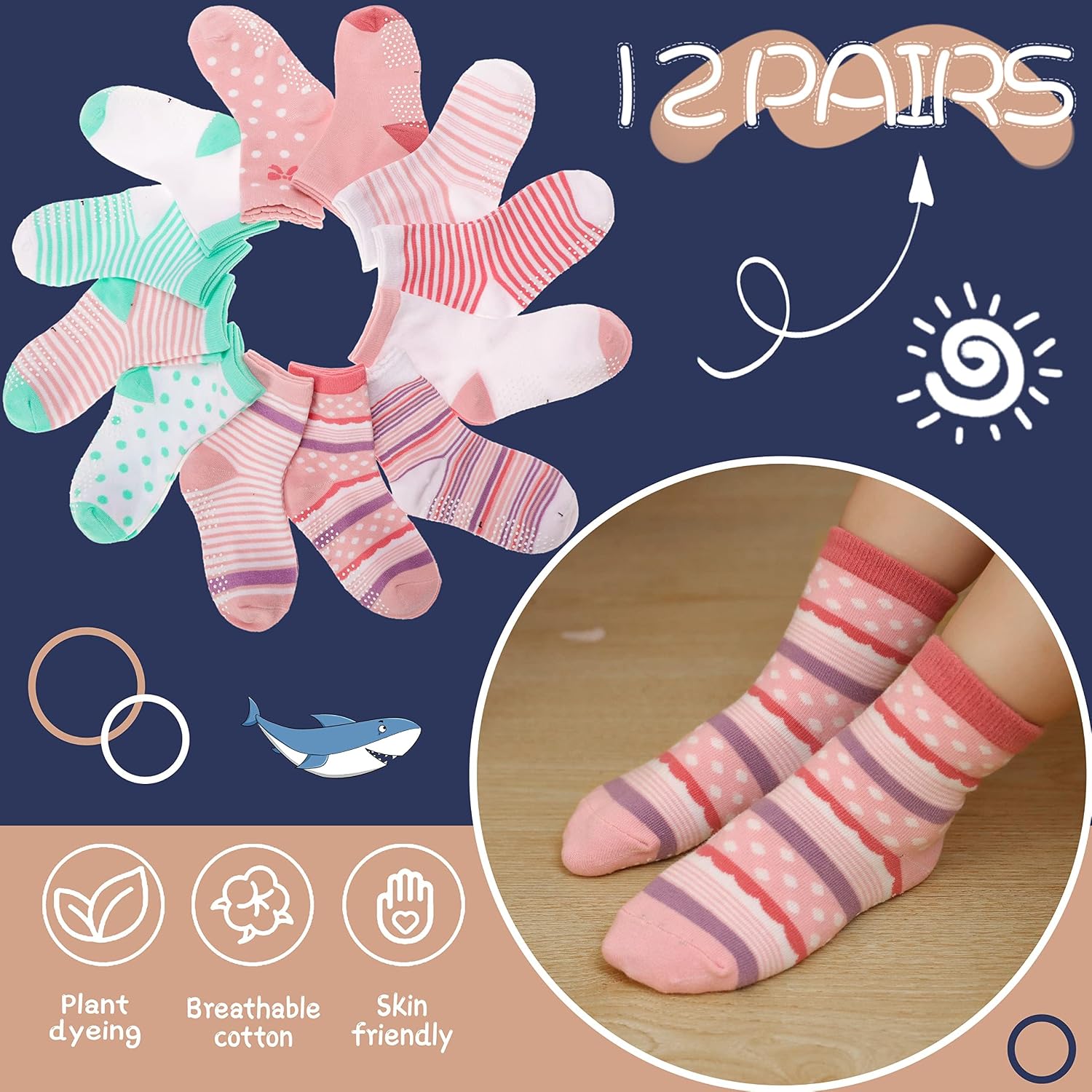 Thumbnail 5 de ANTSANG Anti-Rutsch Stoppersocken 12 Paar