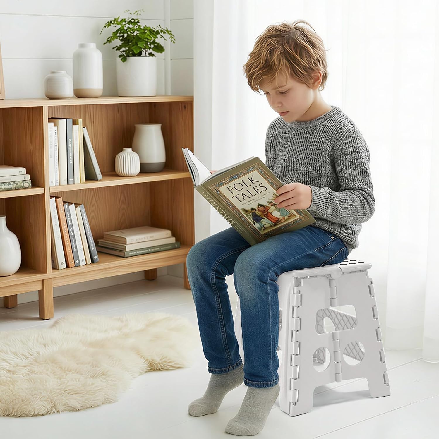 Thumbnail 6 de ACKO ACKO Folding Step Stool, 13-Inch White Plastic, Non-Slip