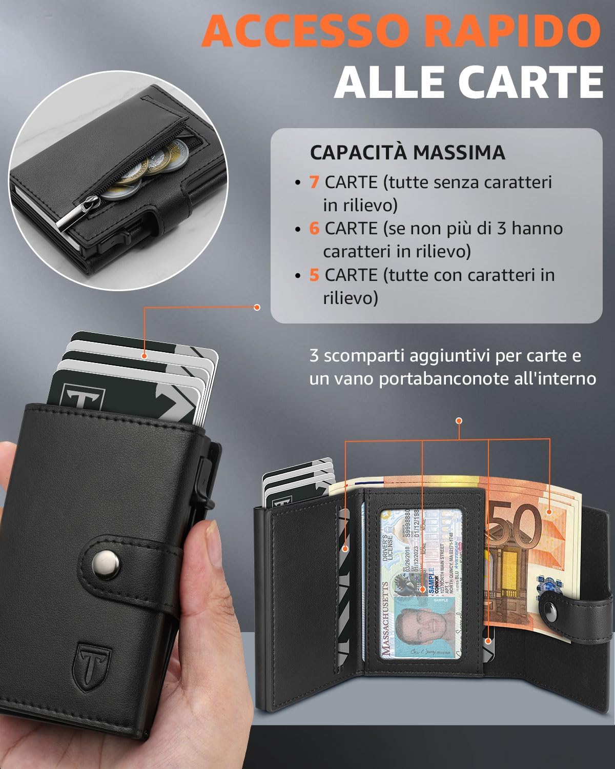 Detalle 2 de TEEHON Portafoglio RFID slim 10,5 cm