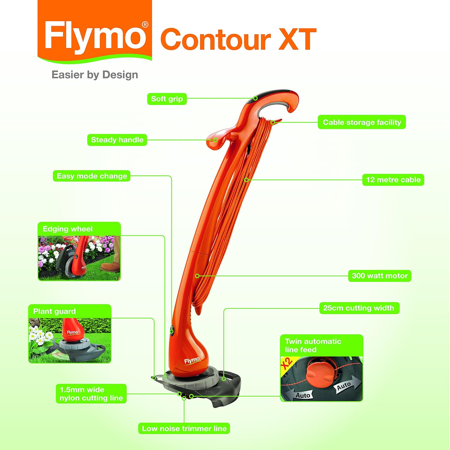 Detalle 2 de Flymo Contour XT grass trimmer, 25 cm