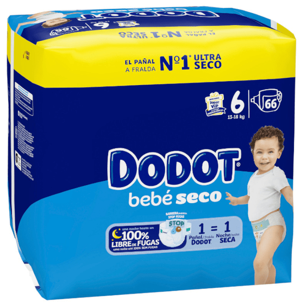Detalle 2 de Dodot Pañales Bebé Seco T6 (13-18 Kg) 66 uds