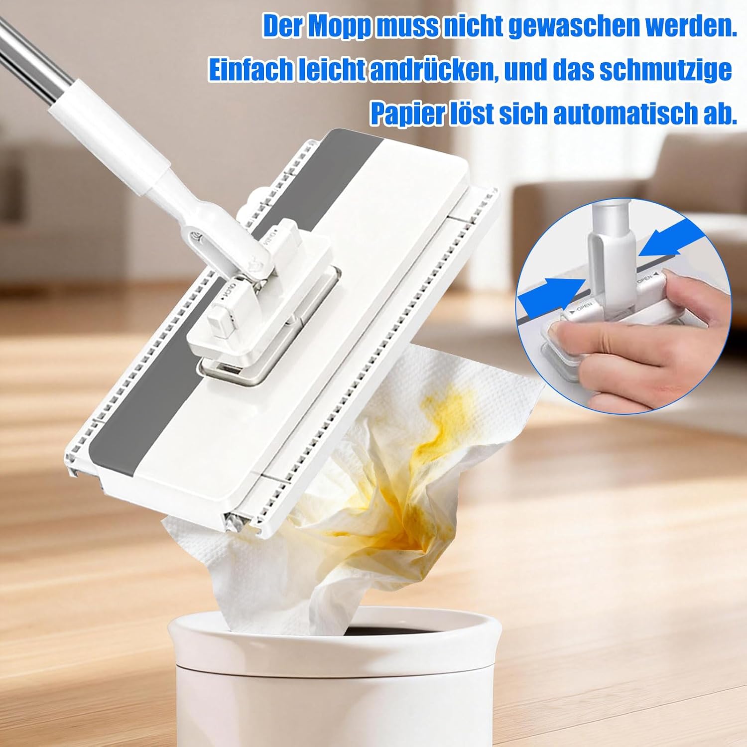 Thumbnail 5 de Lazy Snap Grip Flat Mop with 12 Washable Pads: Hands Free, One-Click Cleaning
