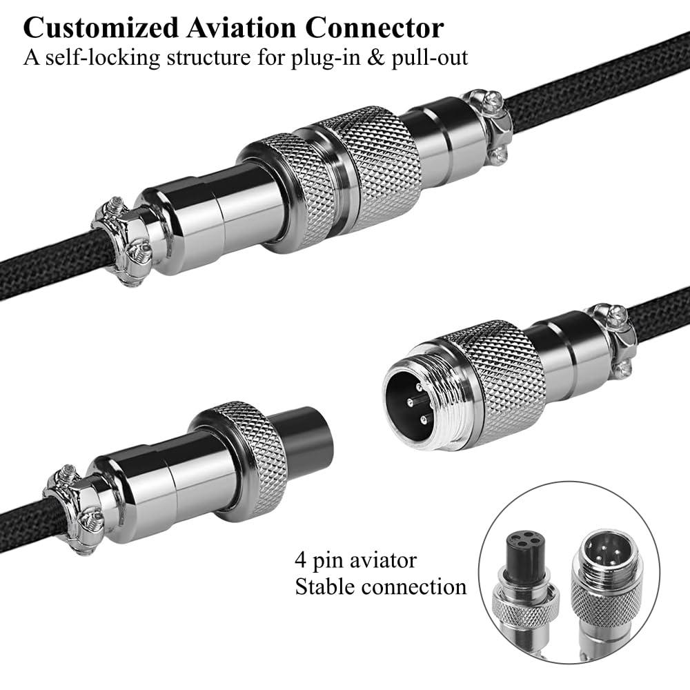 Thumbnail 2 de PXIRQ 783820819150 Coiled Keyboard Cable, USB-C to USB-A, Black Braided