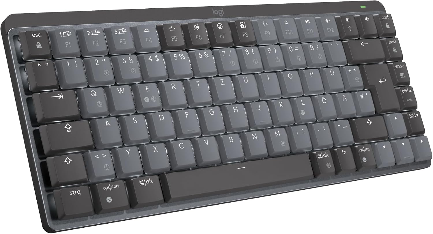 Detalle de Logitech MX Mechanische kabellose Mini-Tastatur mit Beleuchtung – QWERTZ, Grau