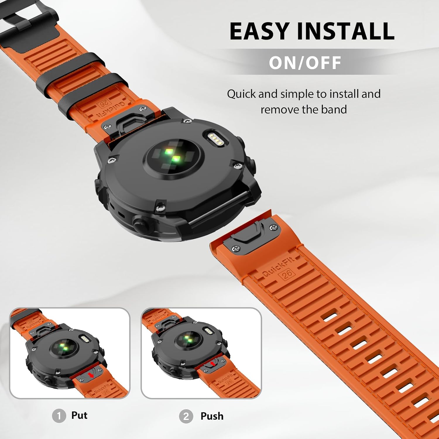 Detalle de OVERSTEP Genuine Leather Strap for Epix Pro 51mm – Silicone-Lined, Breathable, with Quick-Release Fit (Fits D2 Bravo, Descent mk1/mk2, Quaitx3, Enduro2)