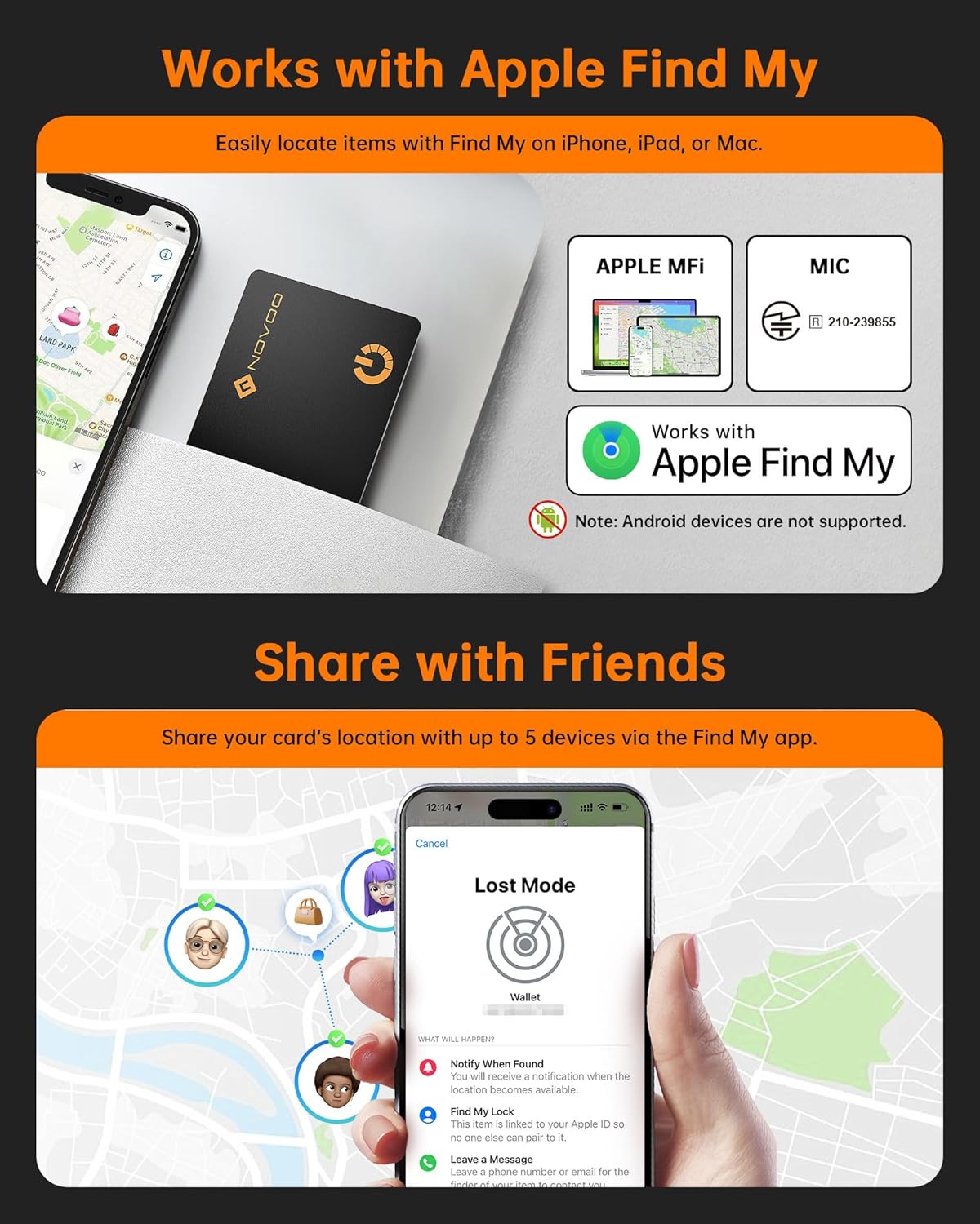 Thumbnail 5 de NOVOO Slim SmartCard Wallet Tracker 6-Year Battery