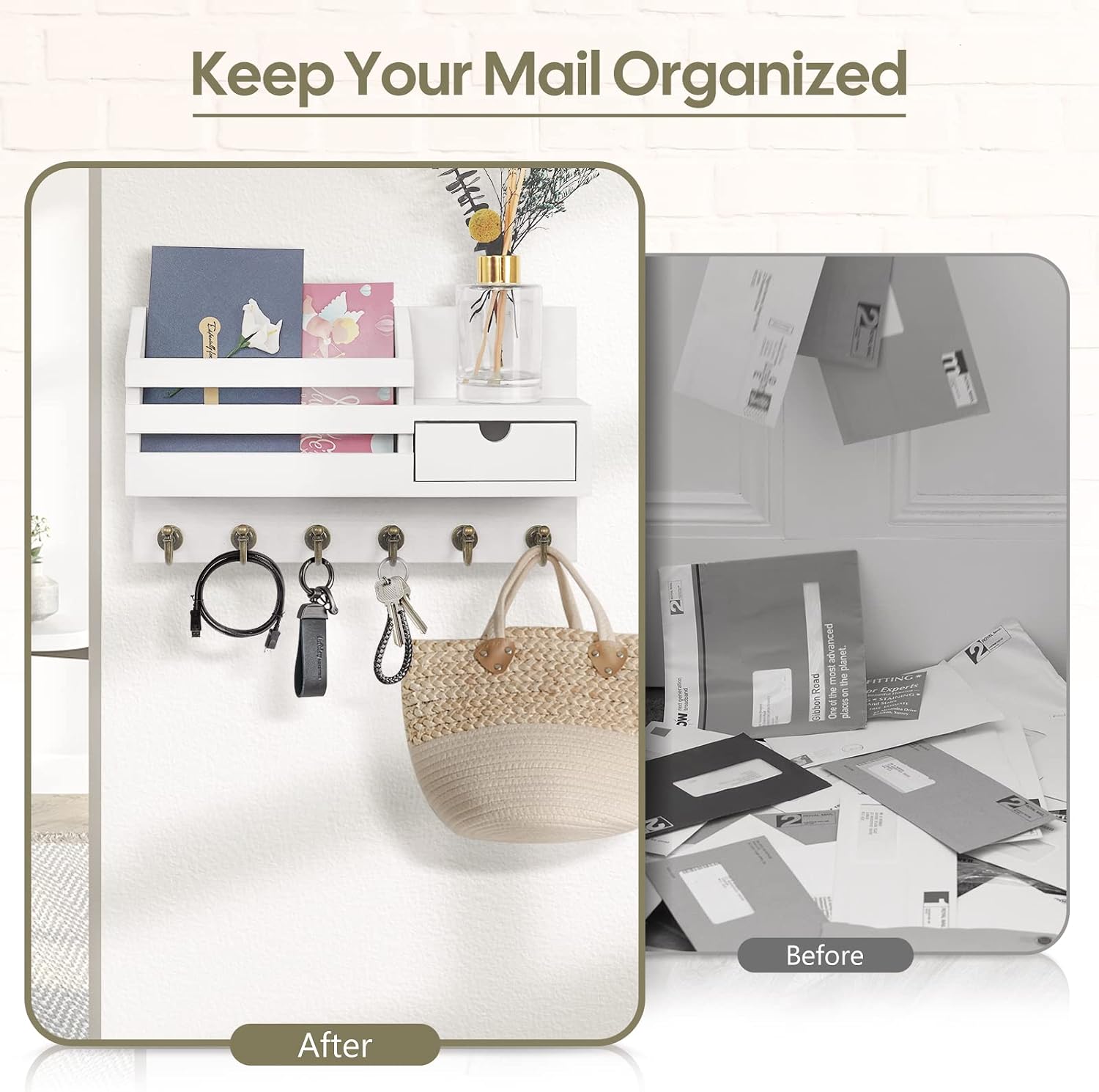 Detalle de FifthQuarter Key and Mail Holder with 6 Hooks 1️⃣