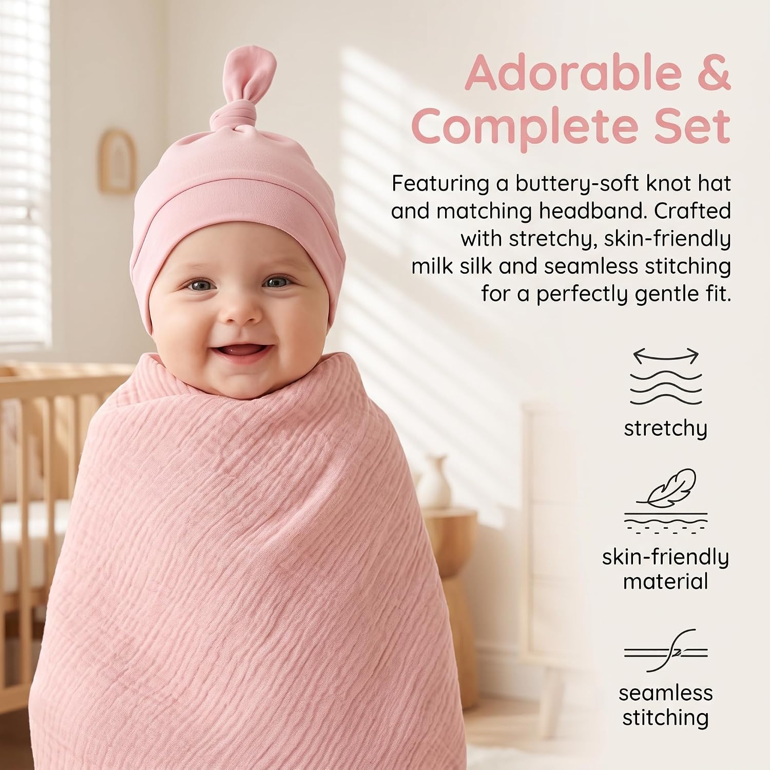 Detalle 2 de Hooyax Muslin Swaddle Blanket, 47.2 x 47.2 Inches