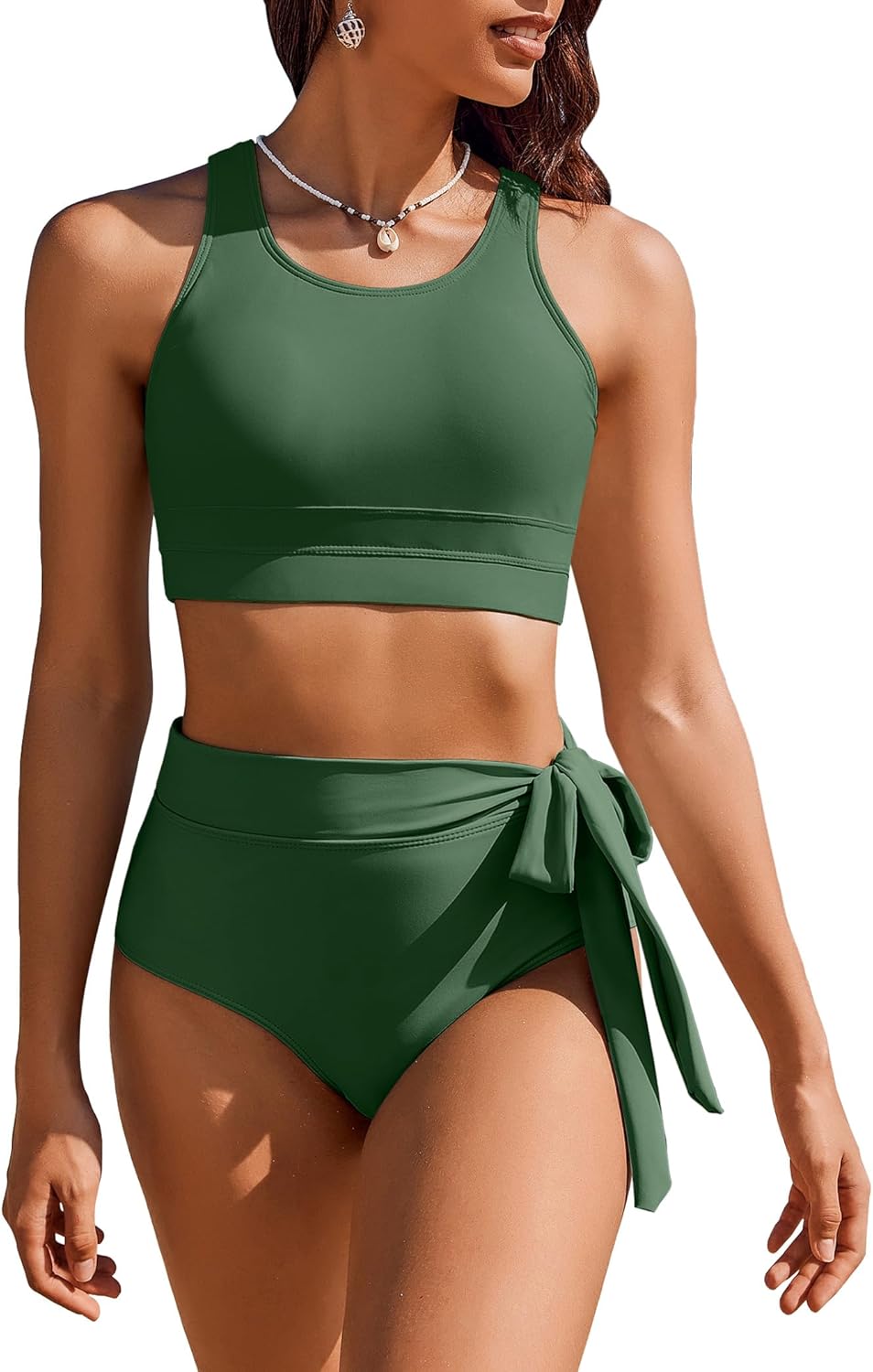 Detalle de AI'MAGE Femme Maillots de Bain Deux Pièces Taille Haute — Rembourré et sexy, du S au XXL