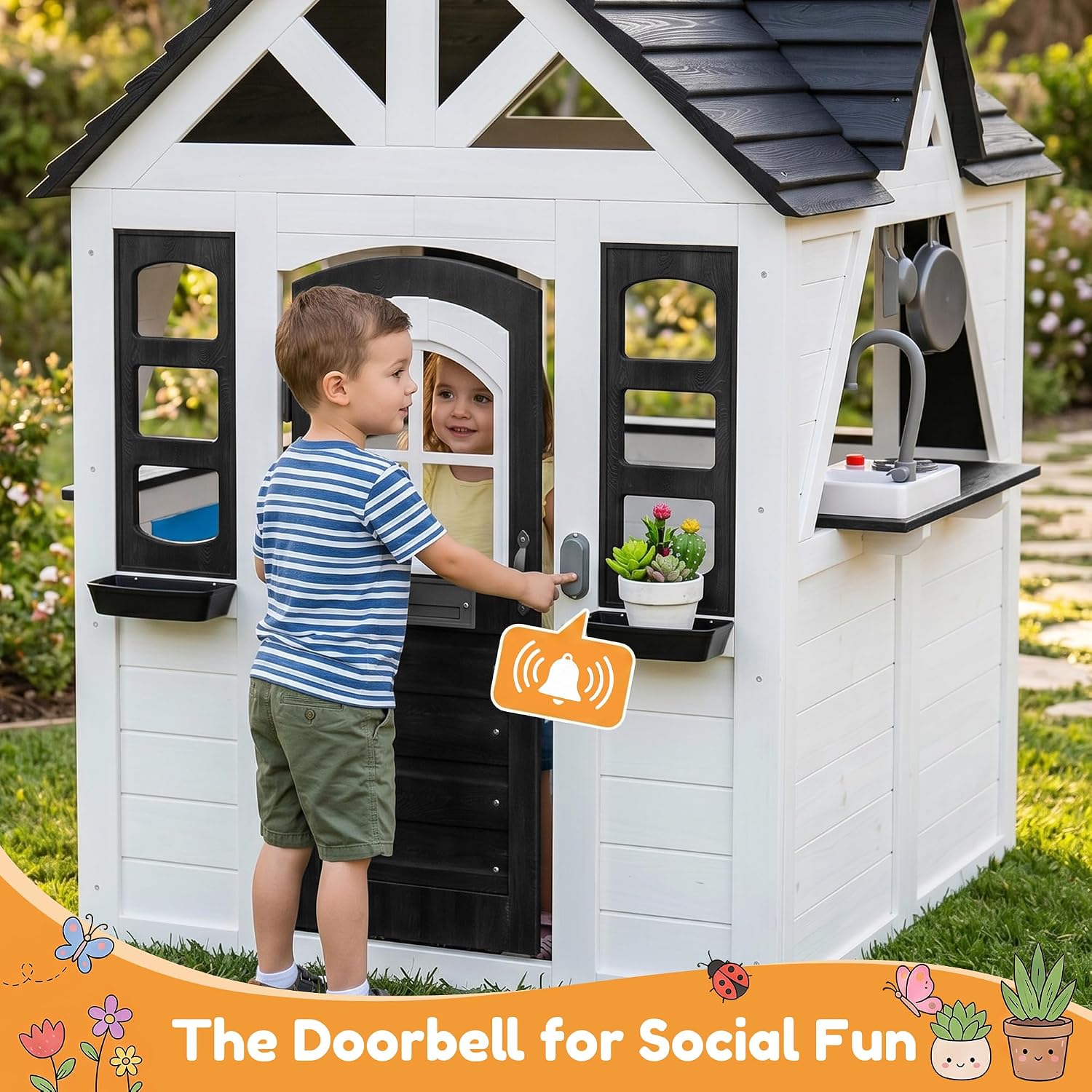 Detalle de Aoxun Kids Wooden Playhouse