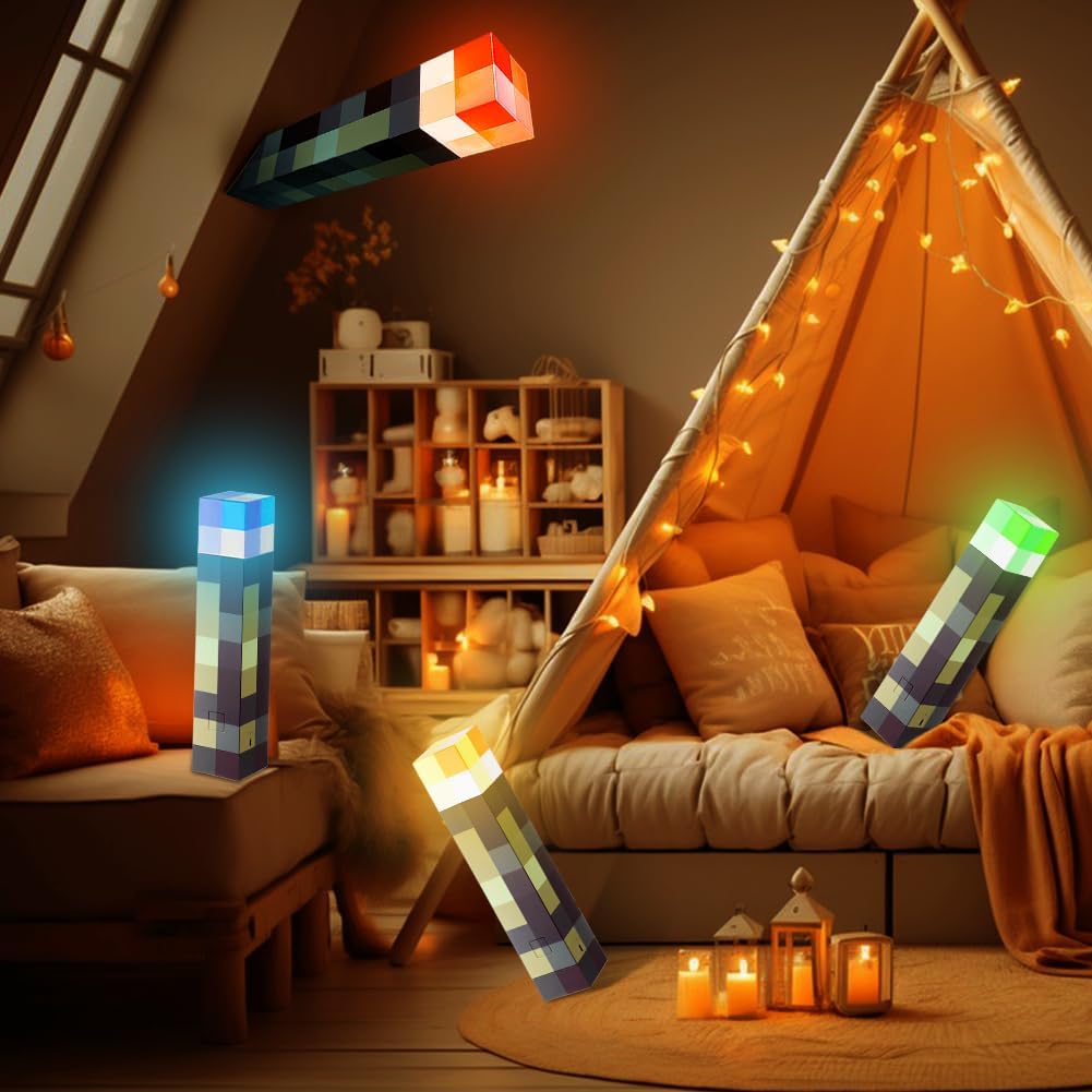 Thumbnail 4 de Lampada da parete Miner Craft 28 cm con luce notturna USB ricaricabile e 4 colori