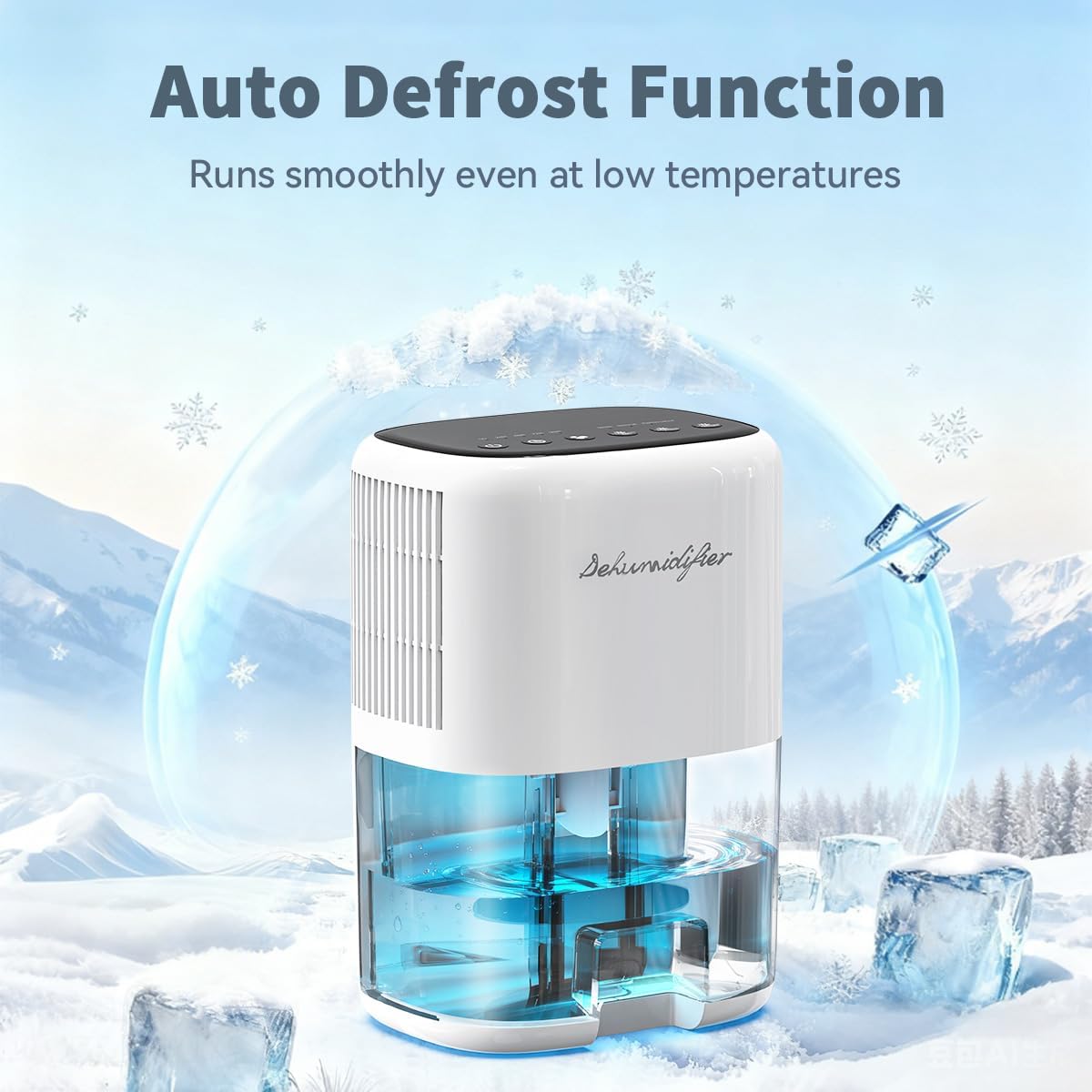 Thumbnail 5 de Small Dehumidifier for Home with 44OZ Tank, Auto Off & Defrost – 5 Timers, 3 Modes, 10 Color Lights