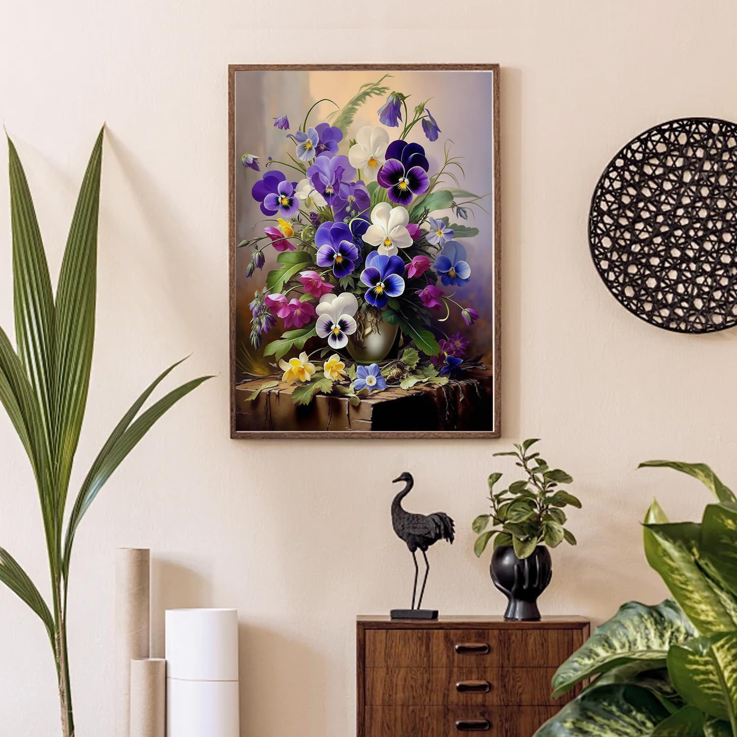 Detalle 2 de RYMILIE Pansy Diamond Painting Kit, 12x16in Full Round Drill Canvas