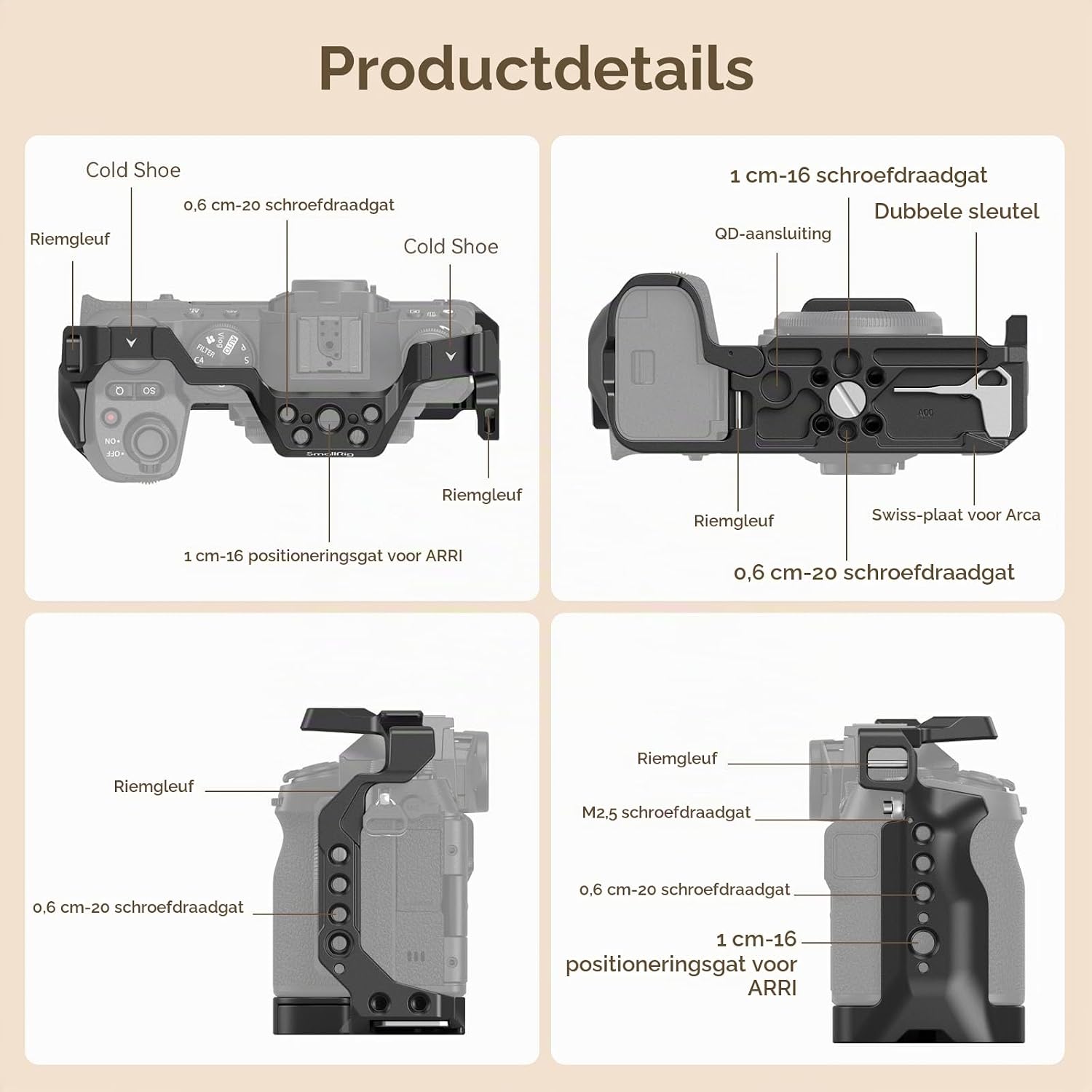 Detalle 2 de SMALLRIG 4230 camerakooi voor FUJIFILM X-S20 met Arca-Swiss-plaat