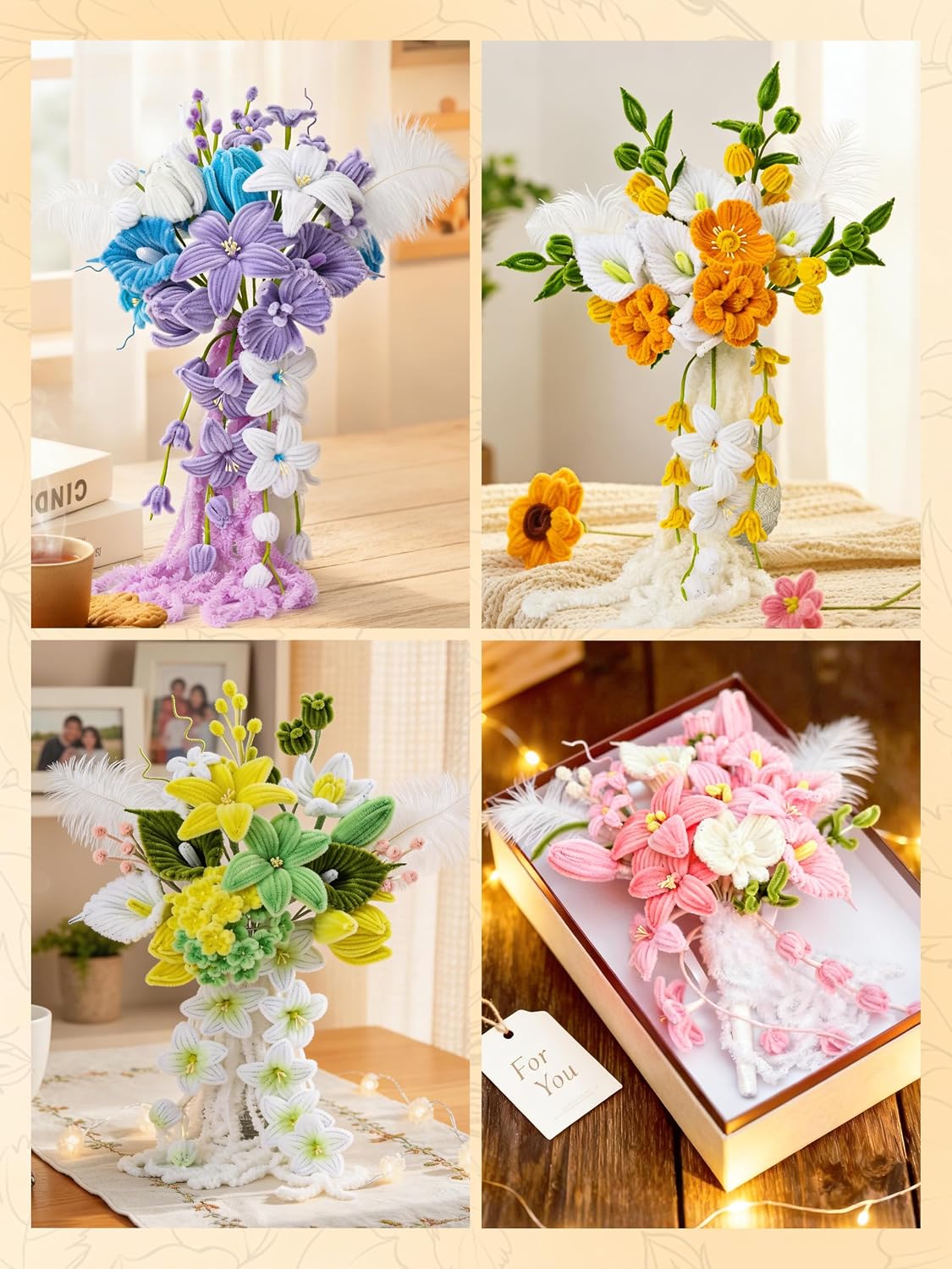 Detalle de LENYNAL Pipe Cleaner Flower Kit, 500 Pieces
