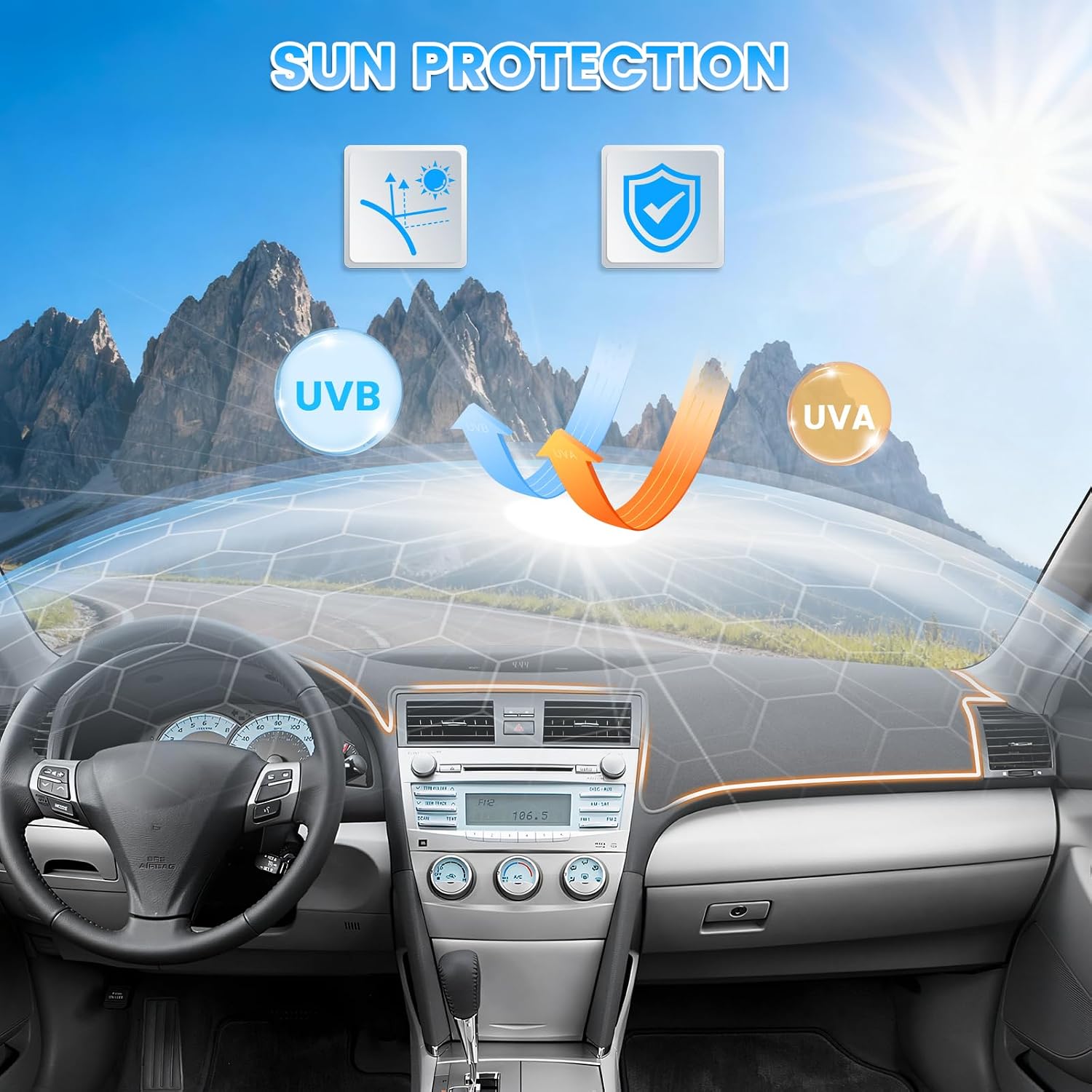 Thumbnail 1 de KUST Gray Dash Cover Mat for Toyota Camry 2007–2011 Dashboard (Non-Slip, UV Protection, Custom Fit)