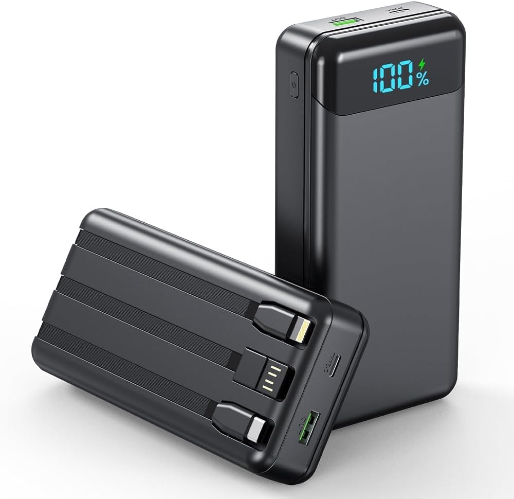 Detalle de Power Bank 27000mAh – USB‑C PD 20W, 4 Ausgänge, 3 Eingänge, LCD Display – kompatibel mit iPhone 17 Serie