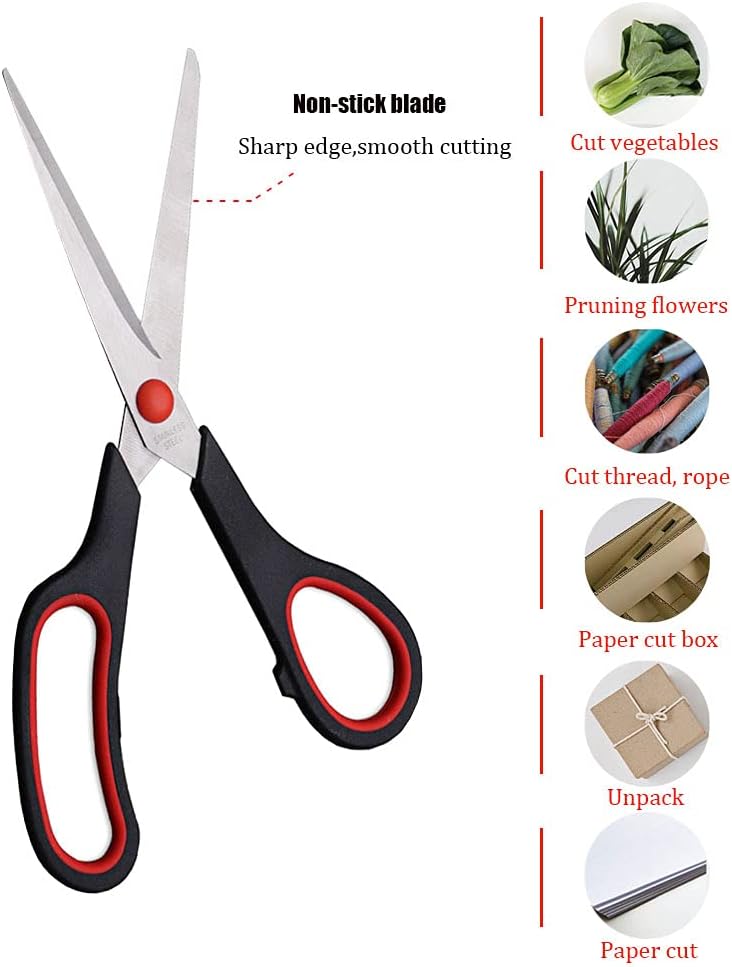 Detalle 2 de Dice red J001 Multipurpose Scissors, 8.5-Inch, Stainless Steel, 5-Pack