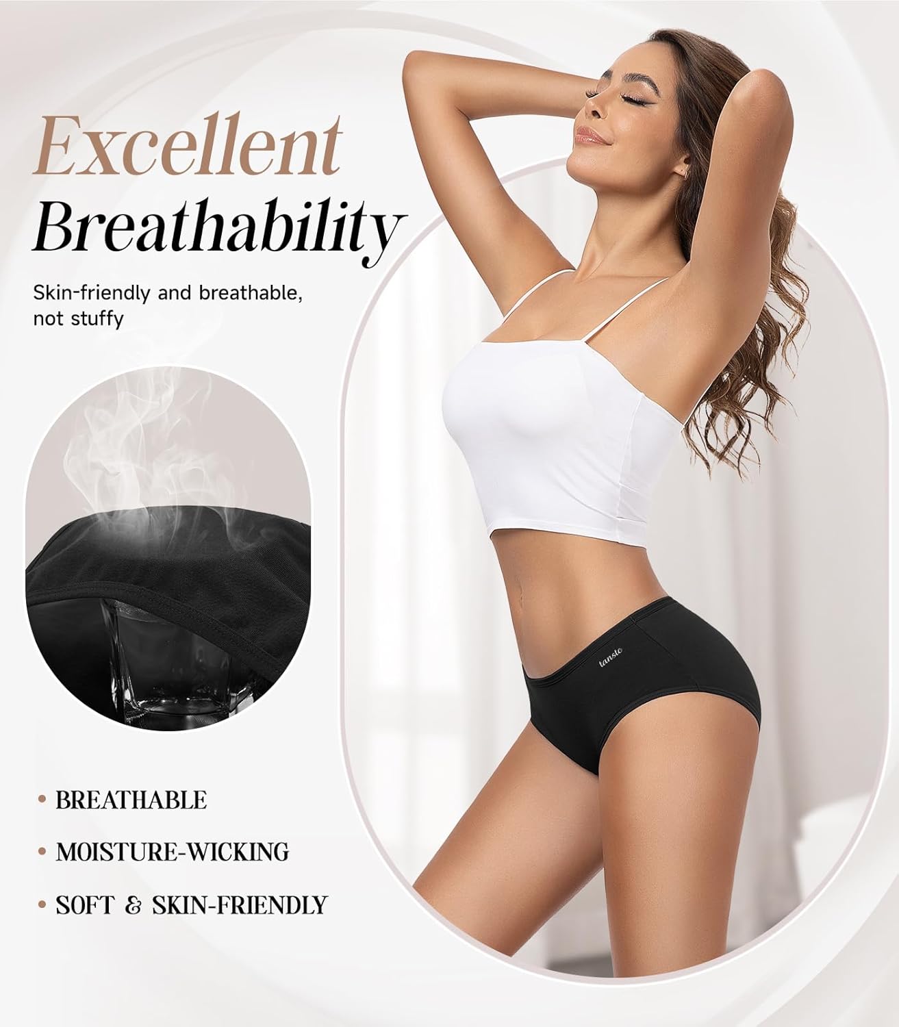 Detalle de Culottes Femme Coton Élasticité Parfaite – Lot de 6, Taille Moyenne – Confort Respirant