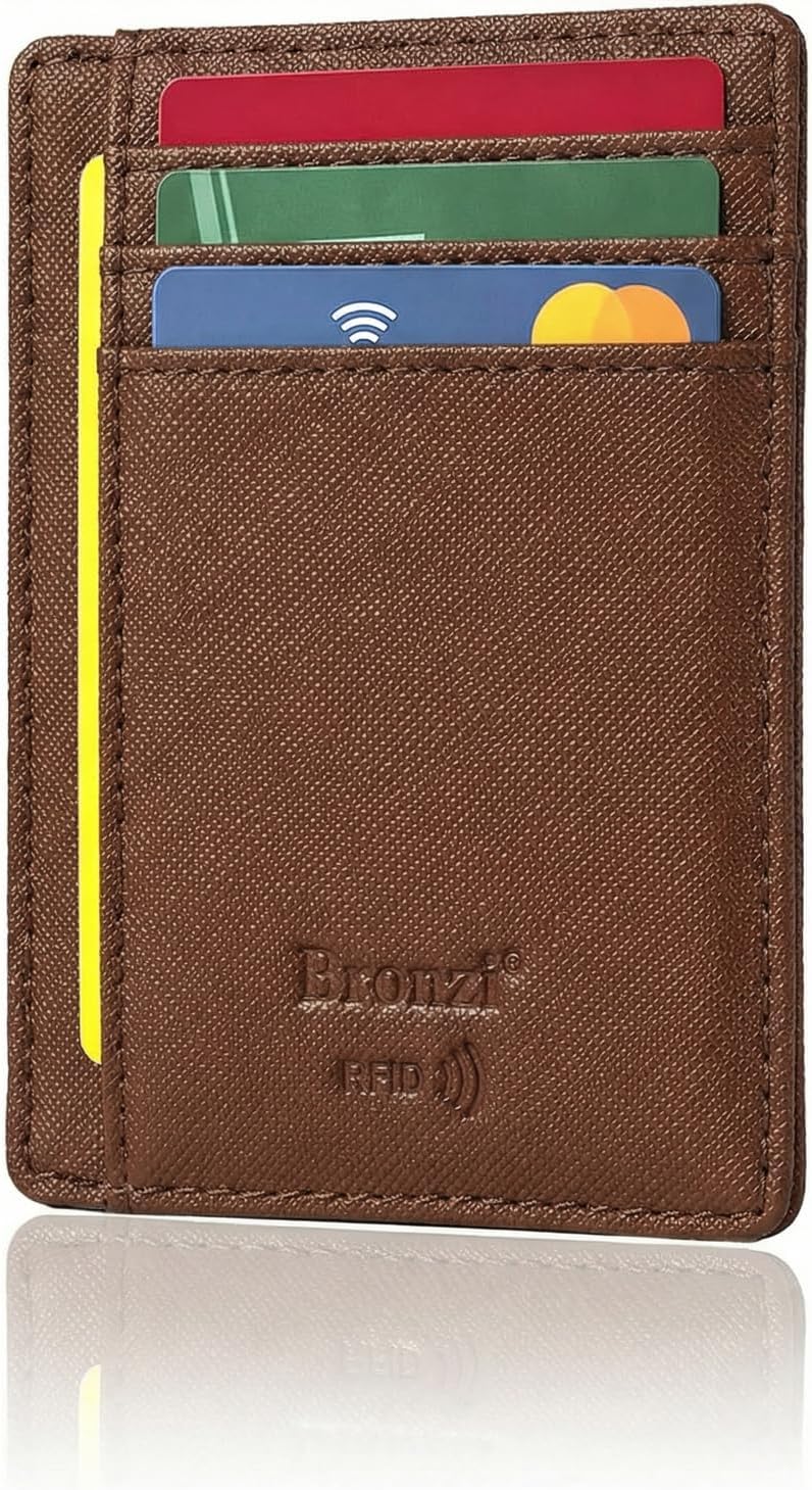 Thumbnail 6 de Bronzi portafoglio sottile RFID Nero in similpelle Saffiano: mini porta tessere e carte