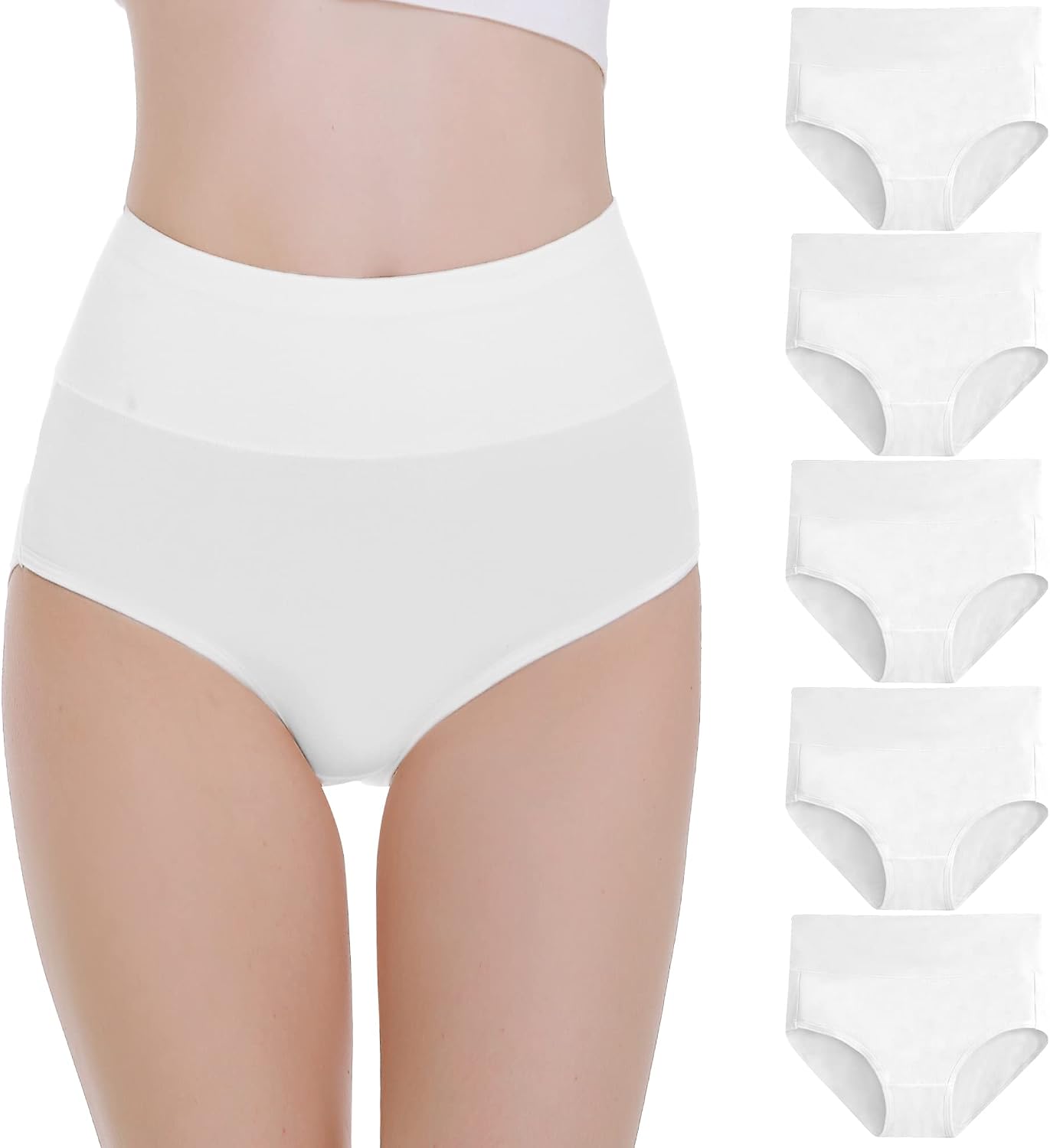 Detalle de Falechay Damen Unterhosen High Waist 5er Pack – Bauchweg, Baumwolle