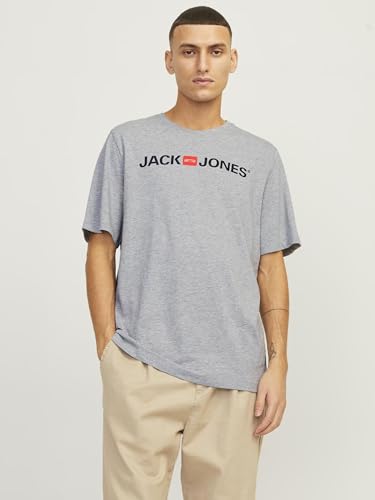 Detalle de Camiseta JACK & JONES Jjecorp Logo tee SS Crew Neck Noos – Gris Light Grey Melange, Slim Fit XX‑Large