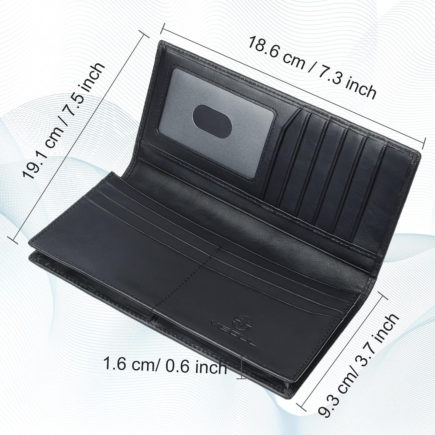 Detalle 2 de VISOUL Portafoglio Lungo in Vera Pelle RFID Nero