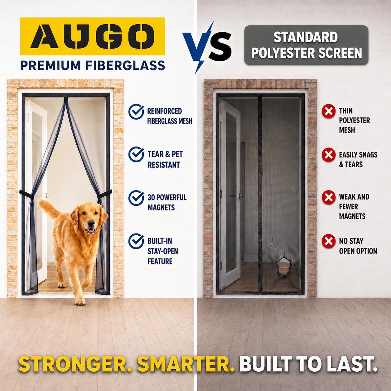 Thumbnail 3 de AUGO Fiberglass Magnetic Fly Screen Door 87 x 207cm – Self Sealing, Heavy Duty & Hands-Free (Pet & Kid Friendly)
