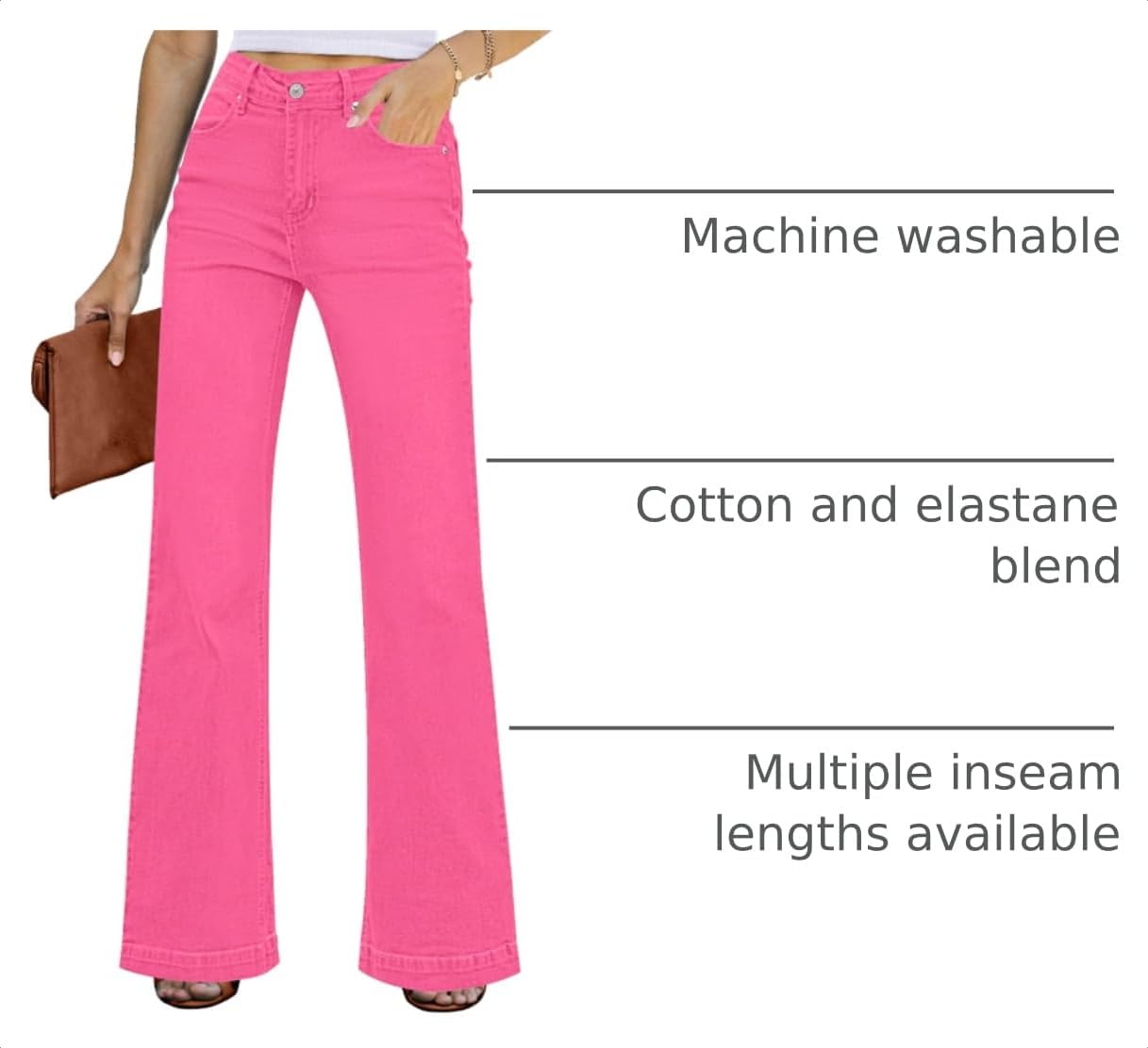 Detalle de GRAPENT GP-PAGHGCGH Women's High-Rise Flare Jeans with Stretch Denim