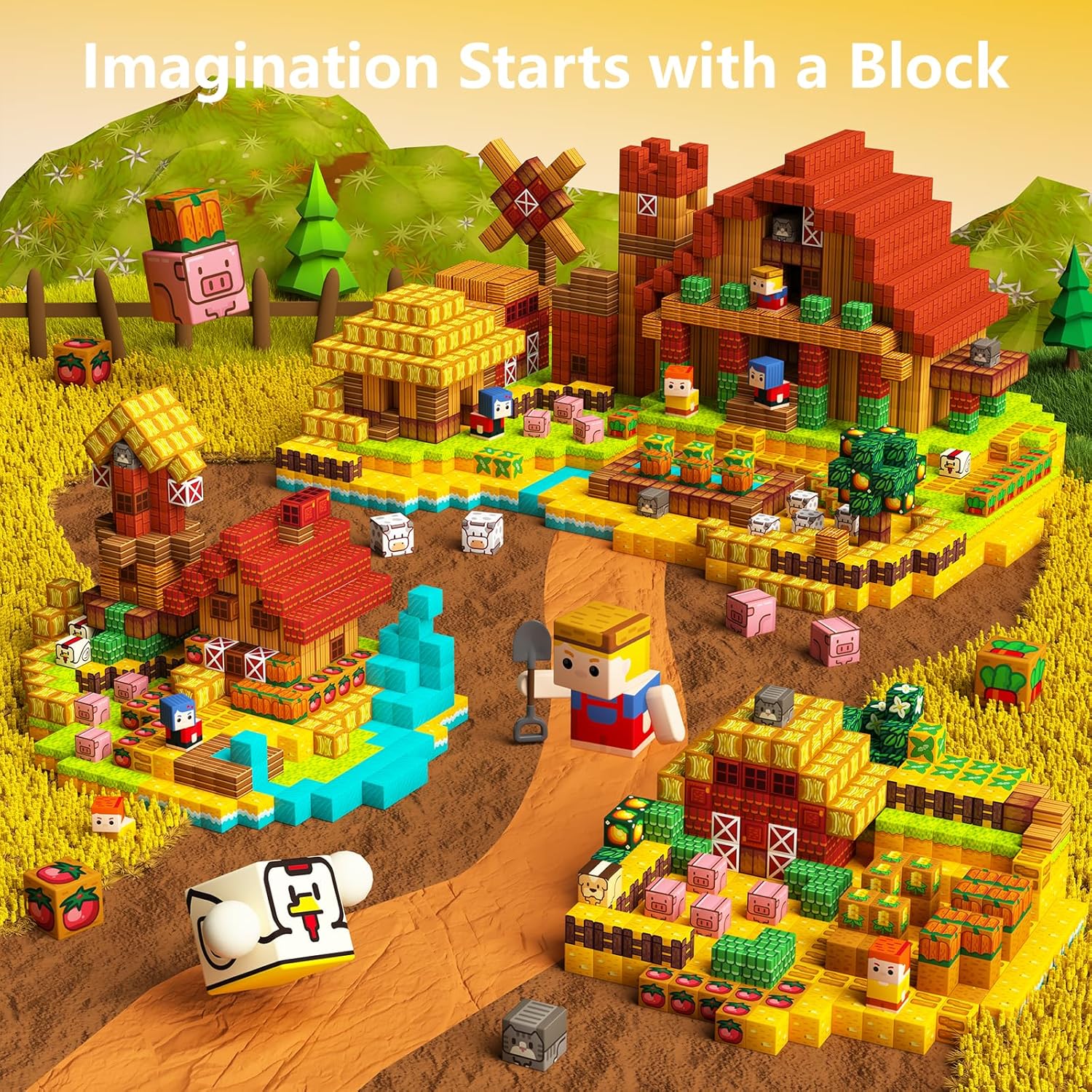 Detalle de idoot 100PCS Magnetic Building Blocks Set - Farm Theme for STEM & Montessori Learning