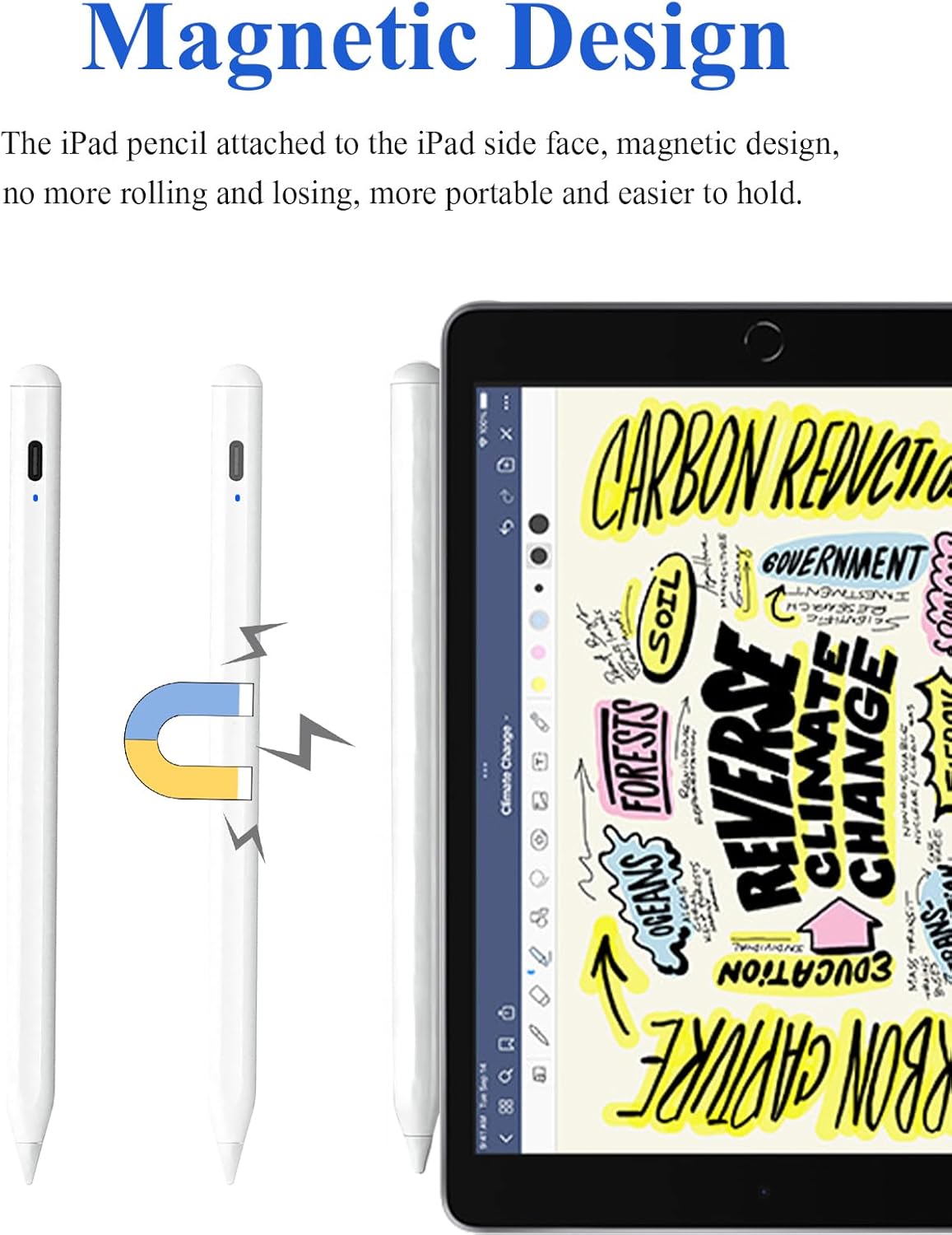 Thumbnail 3 de Kenkor Active Stylus Pen for iPad and Tablets (Magnetic, Rechargeable, 1.5 mm Tip)