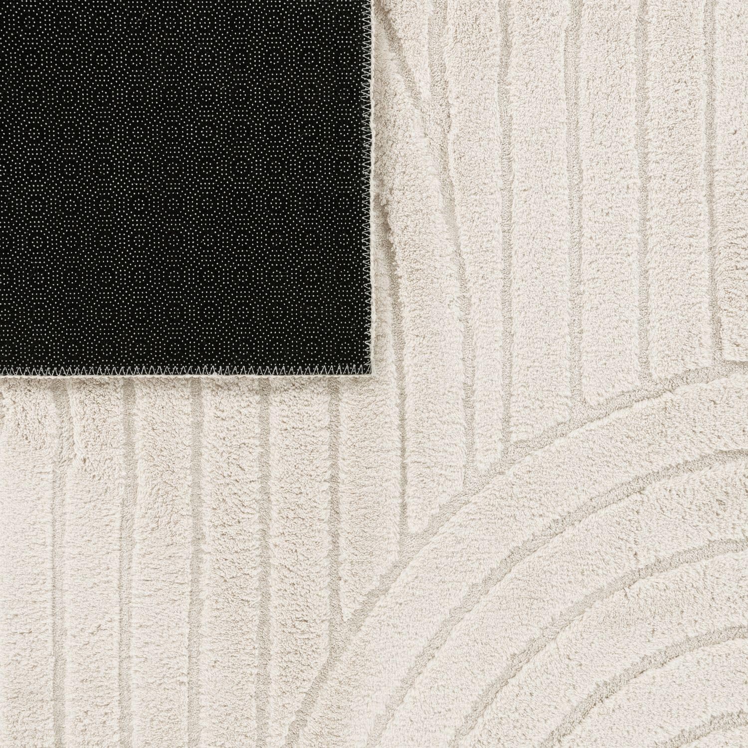 Detalle de TT Home Hochflor-Teppich 160x220 cm, Hellbeige/Hellcreme – Skandinavischer Boho-Style