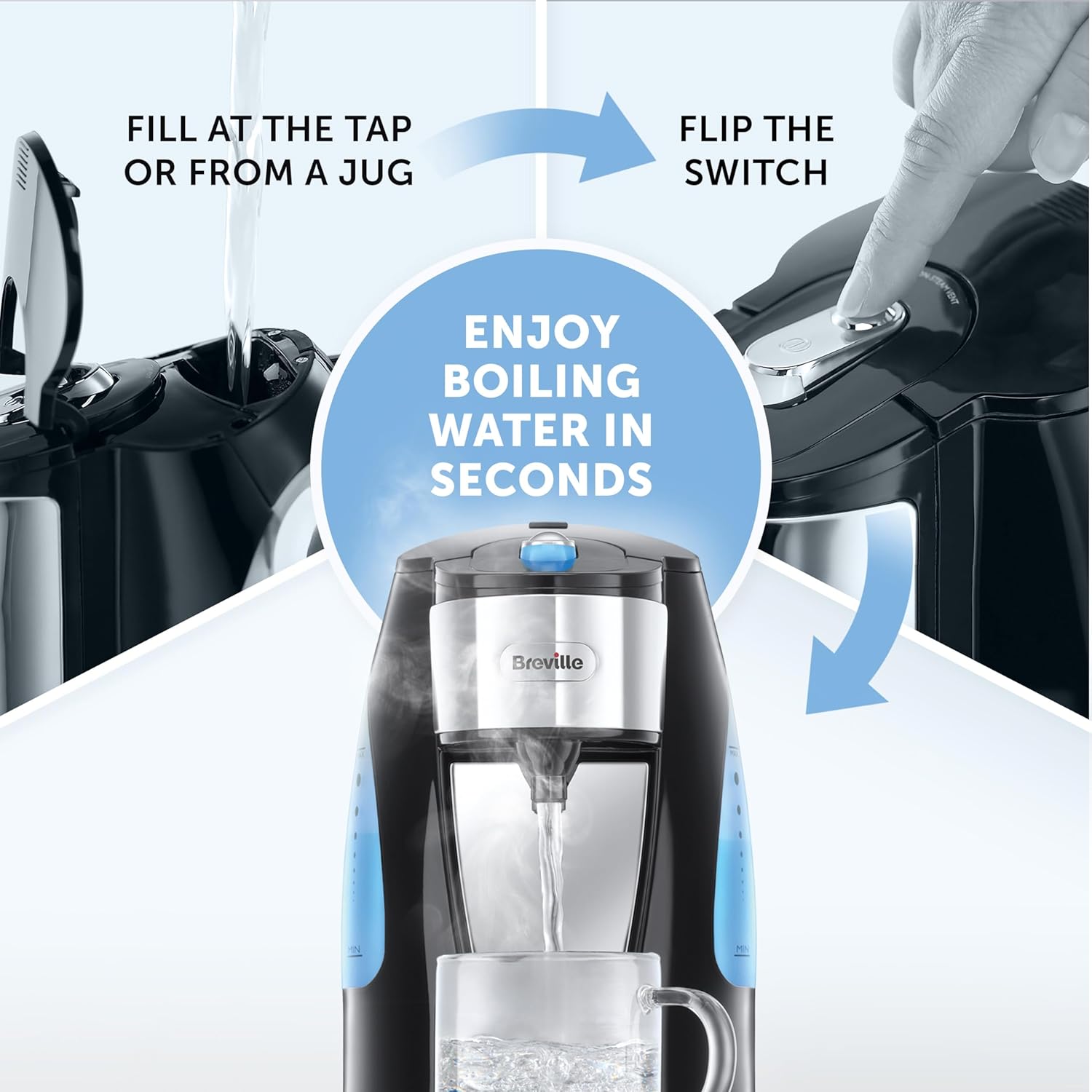 Thumbnail 3 de Breville HotCup Hot Water Dispenser (VKJ142) – 3kW fast boil, 1.5L tank, gloss black
