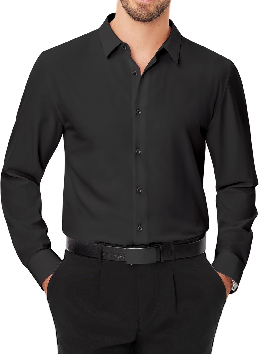 Thumbnail 3 de J.VER Men's Stretch Dress Shirt: Long Sleeve, Solid Button-Down, Versatile for Work and Occasions