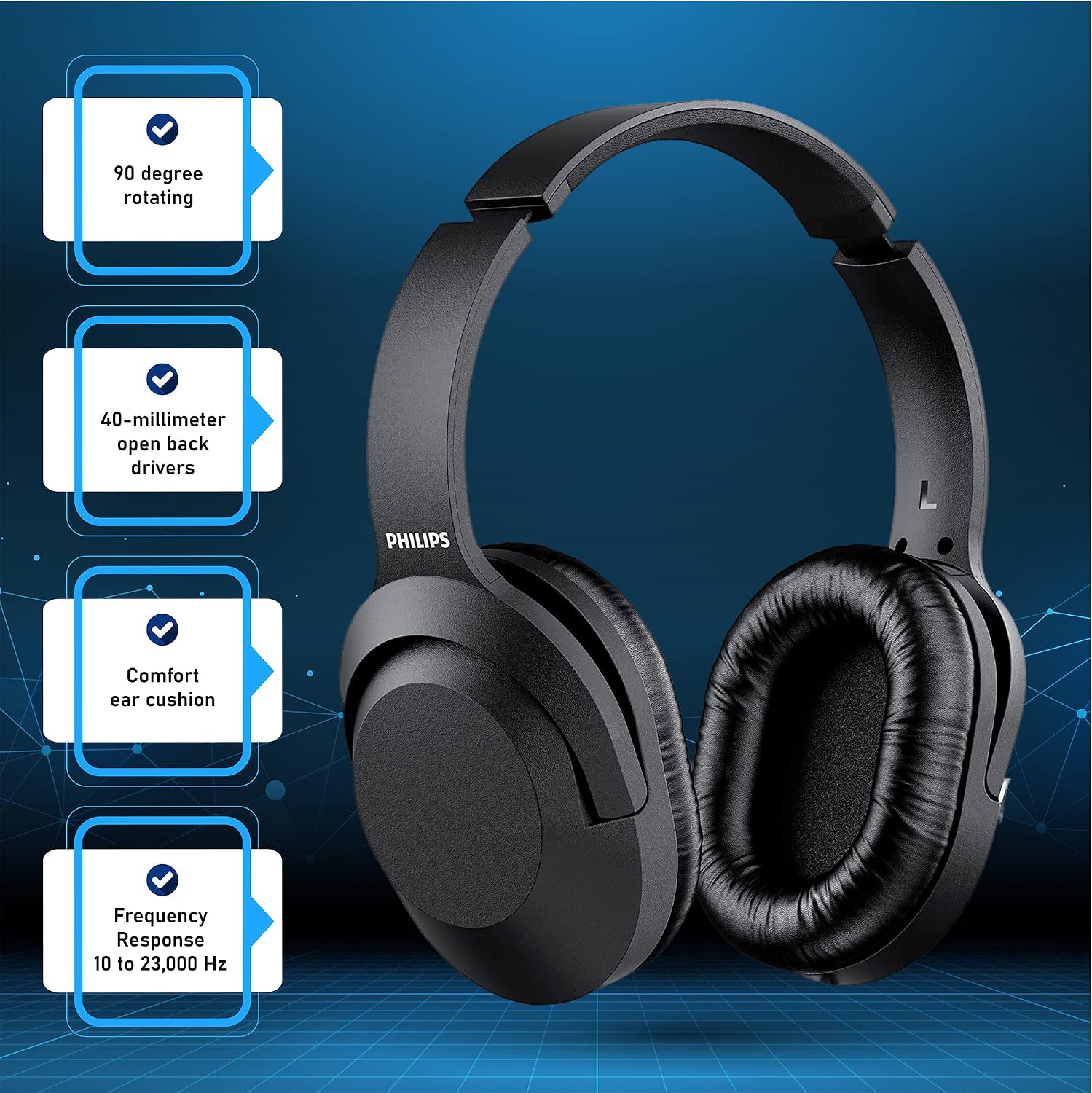 Detalle 2 de Philips Over Ear 40mm Wired Headphones