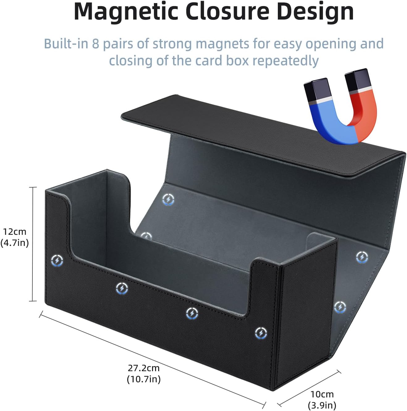 Thumbnail 4 de Tolesum Boîte de rangement magnétique pour cartes à collectionner (580+ cartes) – Deck box noir