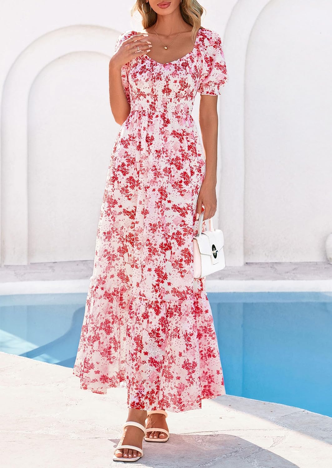 Thumbnail 6 de PRETTYGARDEN Women's Floral Boho Maxi Dress with Smocked Eyelet - 2026 Summer
