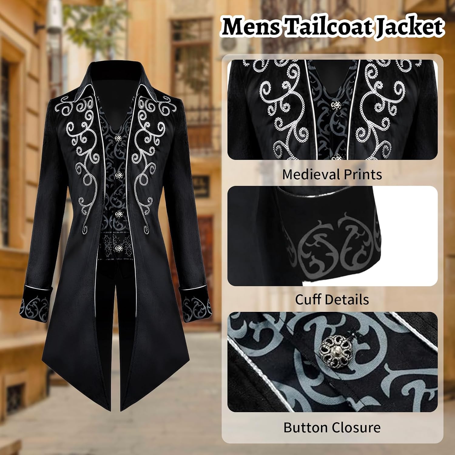 Detalle 2 de YQVGFBY Herren Steampunk Frack Jacke 🎭