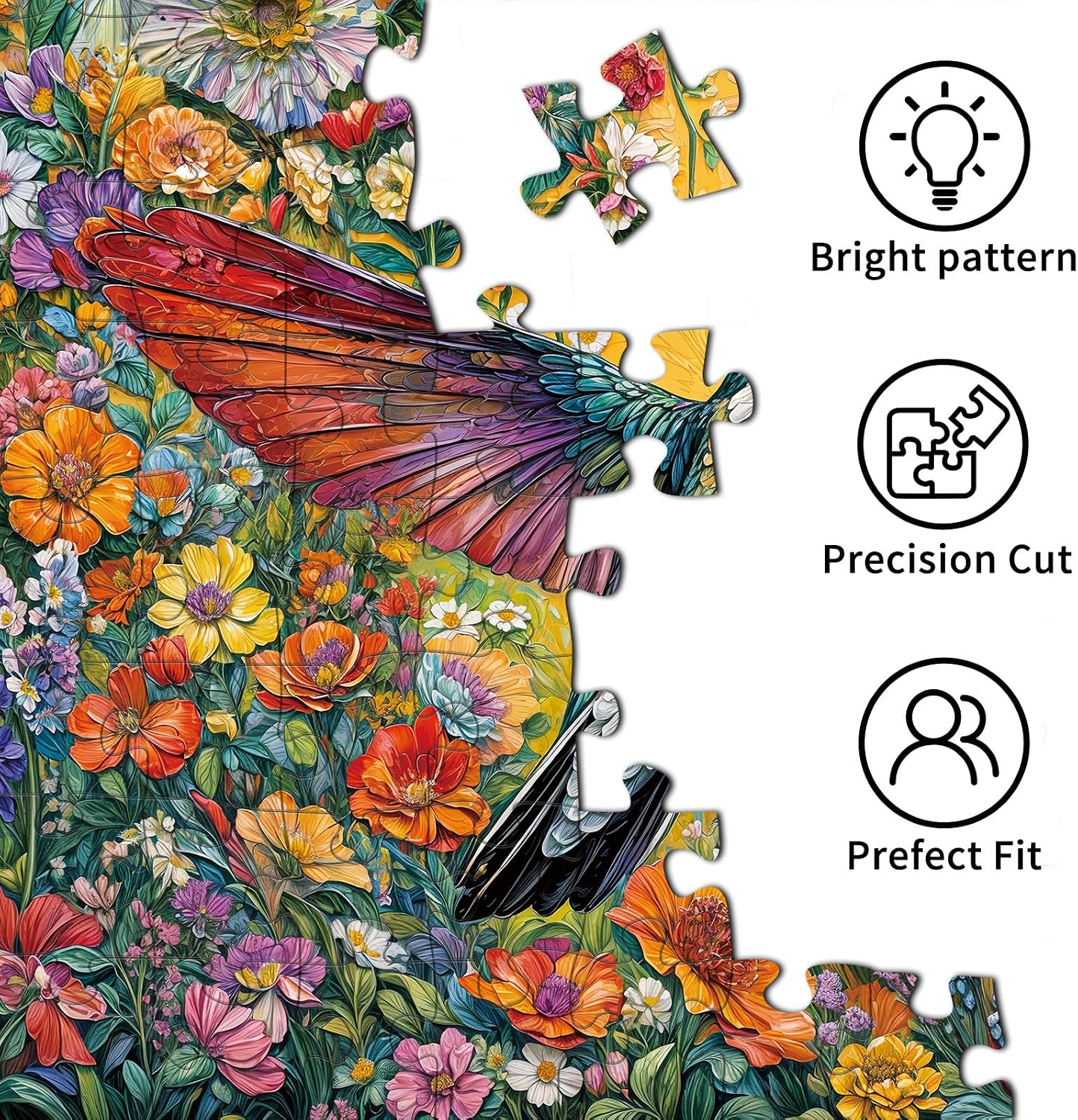 Detalle 2 de HUADADA 1000-Piece Jigsaw Puzzle for Adults: Flowers and Birds