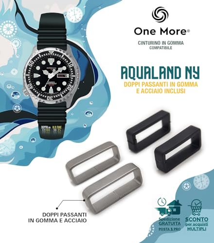 Detalle de Generico Cinturino in Gomma da 20/22/24 mm compatibile con Promaster Aqualand – universale per Sub Diver sport Black (24mm)