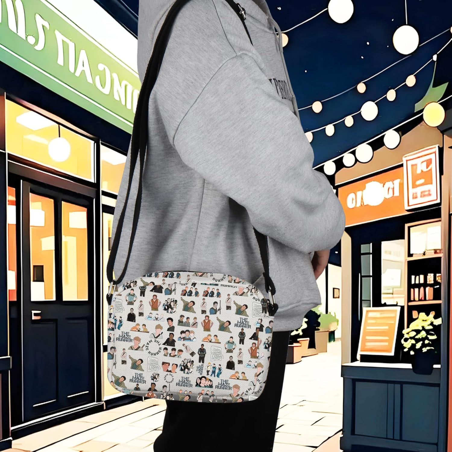 Detalle 2 de PXTIDY Maze TV Runner Characters Crossbody Bag – Compact Everyday Tote