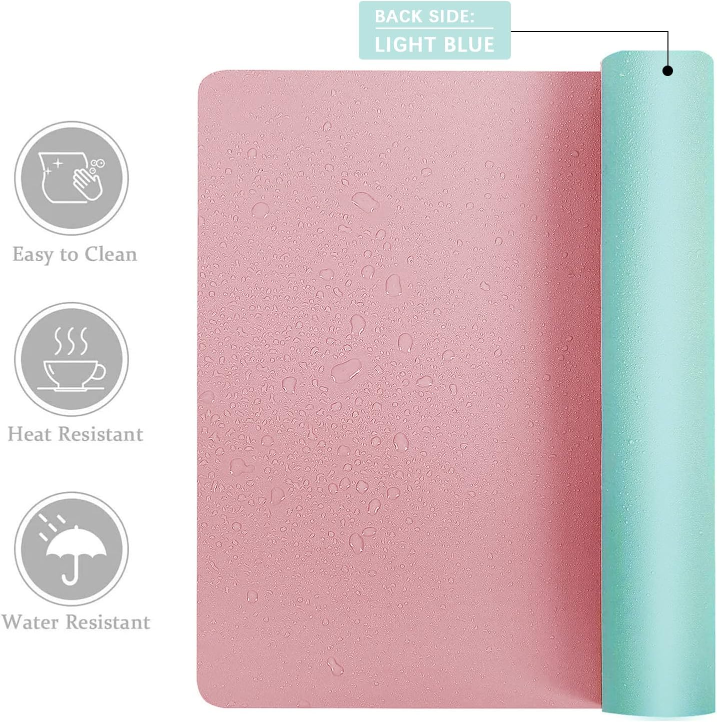 Thumbnail 1 de Aothia Double-Sided PU Leather Desk Mat, 23.6 x 13.7 Inches, Pink
