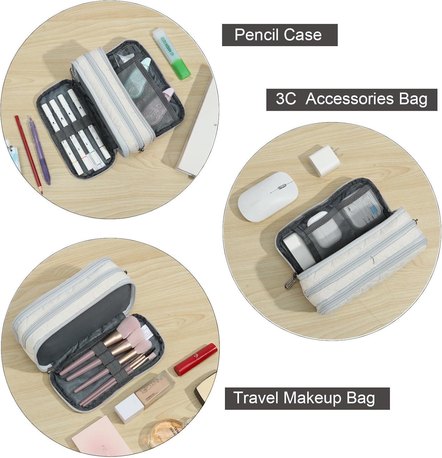 Thumbnail 4 de Della Gao Large Pencil Case, 3-Compartment 1 Pencil Pouch ✏️