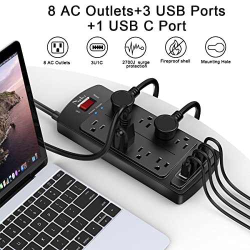Detalle 2 de Nuetsa Surge Protector Power Strip with 8 Outlets, 4 USB Ports, and 6 ft Cord