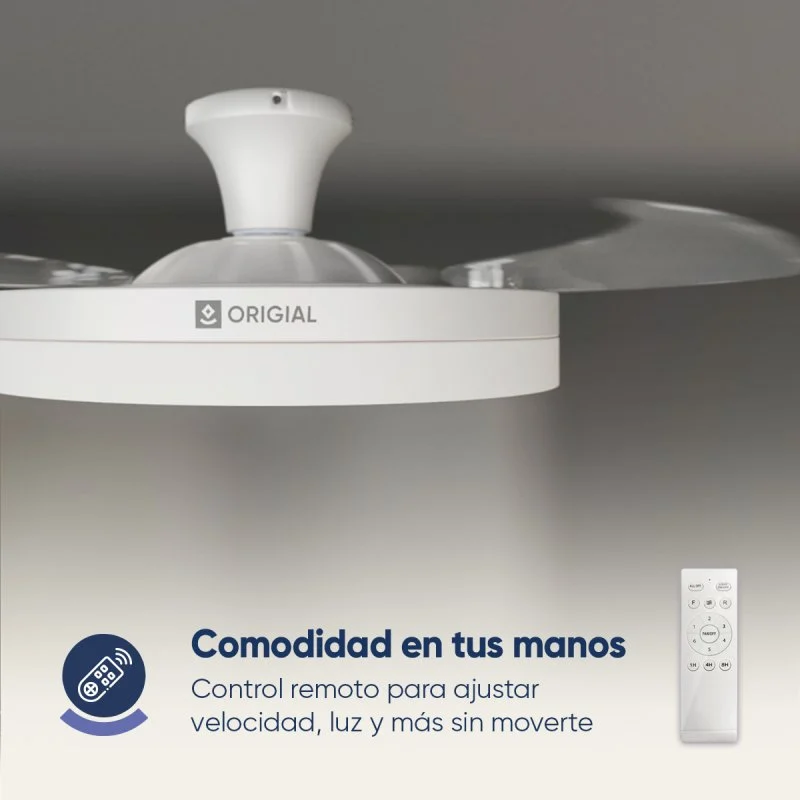 Detalle de Origial AIRBLISS CEILING RETRACTABLE 25WW: Ventilador de techo 106 cm con aspas retráctiles y luz LED